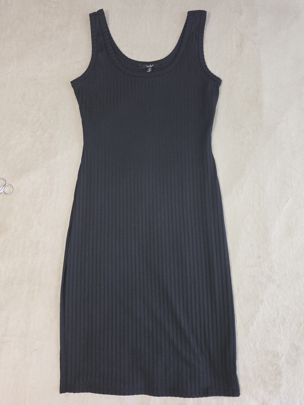 Papaya Black Ribbed Tank Midi Dress